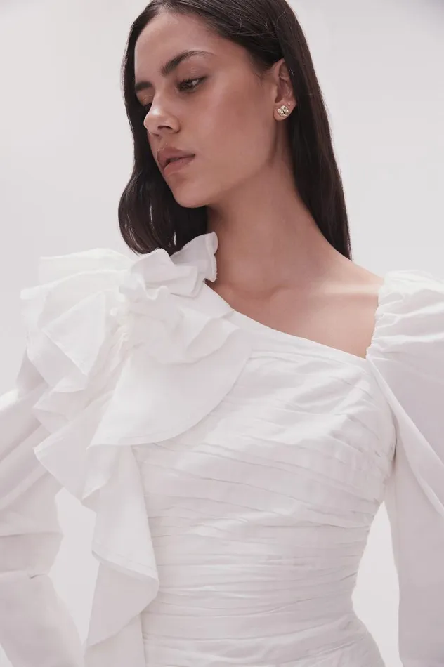 Aje Tops Adelia Ruffle Long Sleeve Top Ivory 8211 Women Aje Tops Adelia Ruffle Long Sleeve Top Ivory 8211 Women
