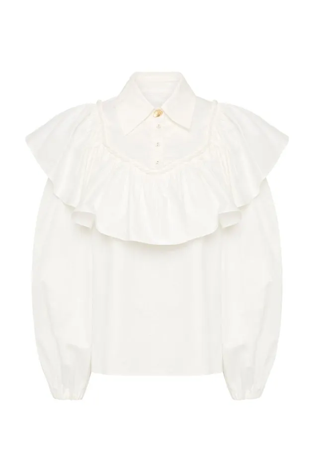 Aje Tops Anne Twisted Flounce Blouse Ivory 8211 Women Aje Tops Anne Twisted Flounce Blouse Ivory 8211 Women