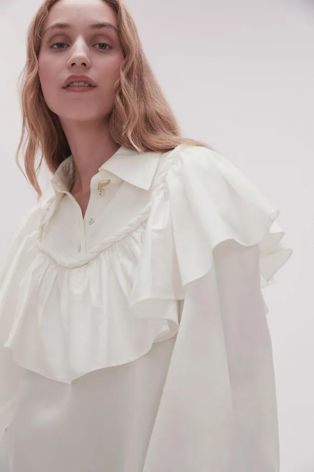 Aje Tops Anne Twisted Flounce Blouse Ivory 8211 Women Aje Tops Anne Twisted Flounce Blouse Ivory 8211 Women
