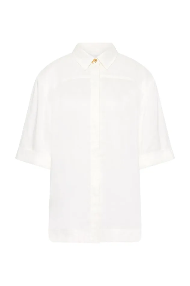 Aje Tops Asteria Short Sleeve Shirt Ivory 8211 Women Aje Tops Asteria Short Sleeve Shirt Ivory 8211 Women