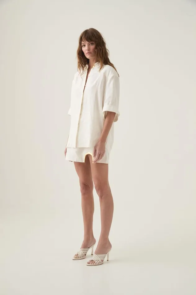 Aje Tops Asteria Short Sleeve Shirt Ivory 8211 Women Aje Tops Asteria Short Sleeve Shirt Ivory 8211 Women