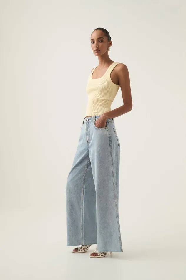 Aje Tops Bronte Knit Tank Faded Lemon 8211 Women Aje Tops Bronte Knit Tank Faded Lemon 8211 Women