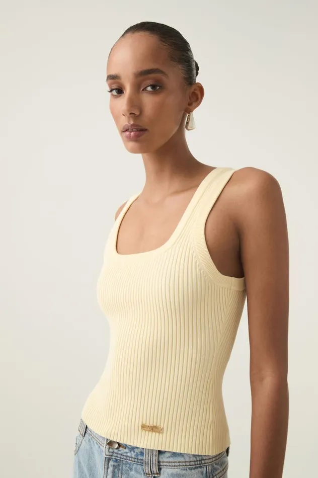 Aje Tops Bronte Knit Tank Faded Lemon 8211 Women Aje Tops Bronte Knit Tank Faded Lemon 8211 Women