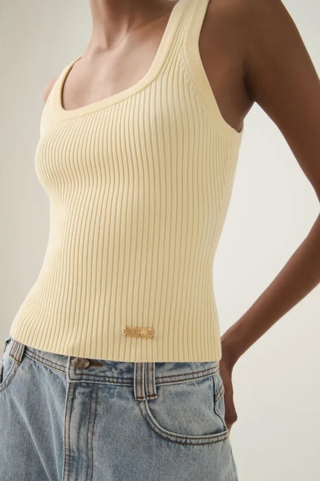 Aje Tops Bronte Knit Tank Faded Lemon 8211 Women Aje Tops Bronte Knit Tank Faded Lemon 8211 Women