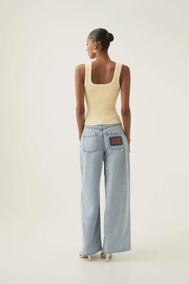 Aje Tops Bronte Knit Tank Faded Lemon 8211 Women Aje Tops Bronte Knit Tank Faded Lemon 8211 Women