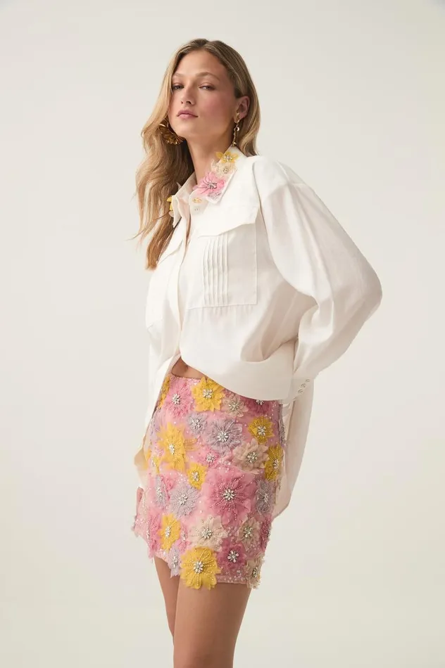 Aje Tops Claudette Flower Shirt Ivory 8211 Women Aje Tops Claudette Flower Shirt Ivory 8211 Women