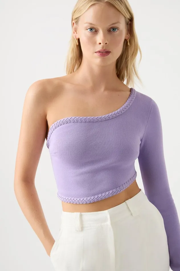 Aje Tops Hyades Braided Long Sleeve Top Lilac 8211 Women Aje Tops Hyades Braided Long Sleeve Top Lilac 8211 Women