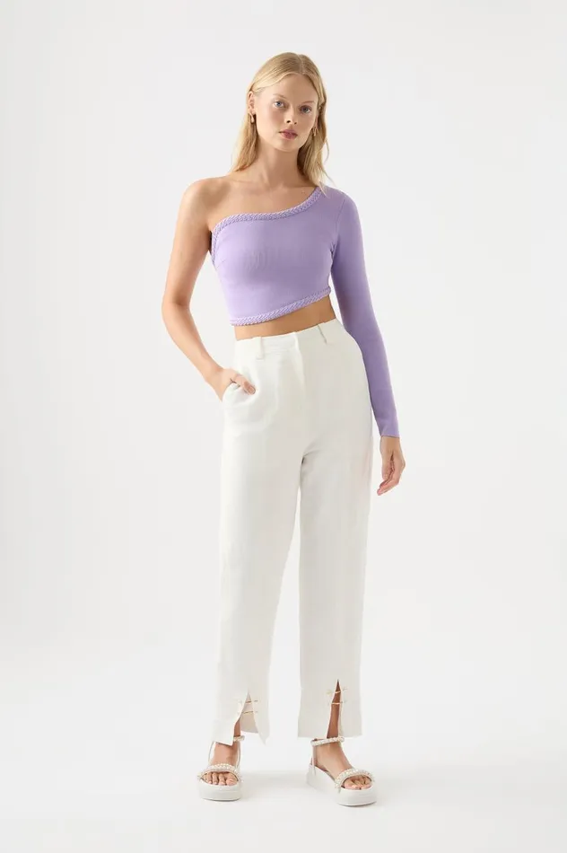 Aje Tops Hyades Braided Long Sleeve Top Lilac 8211 Women Aje Tops Hyades Braided Long Sleeve Top Lilac 8211 Women
