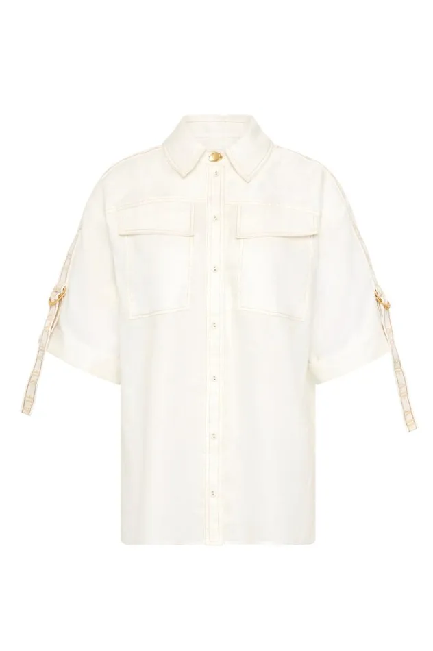 Aje Tops Imogen Logo Shirt Ivory 8211 Women