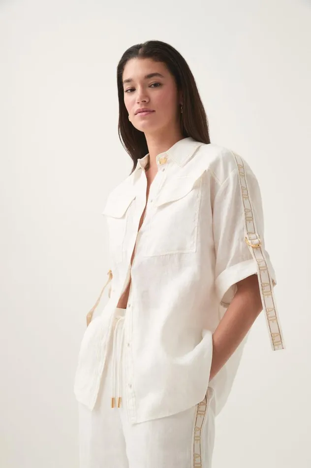 Aje Tops Imogen Logo Shirt Ivory 8211 Women