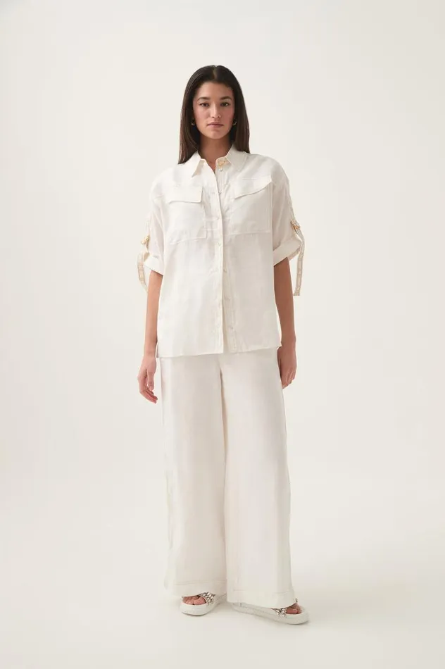 Aje Tops Imogen Logo Shirt Ivory 8211 Women