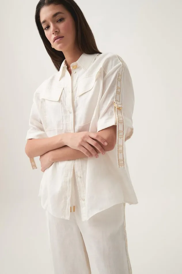 Aje Tops Imogen Logo Shirt Ivory 8211 Women