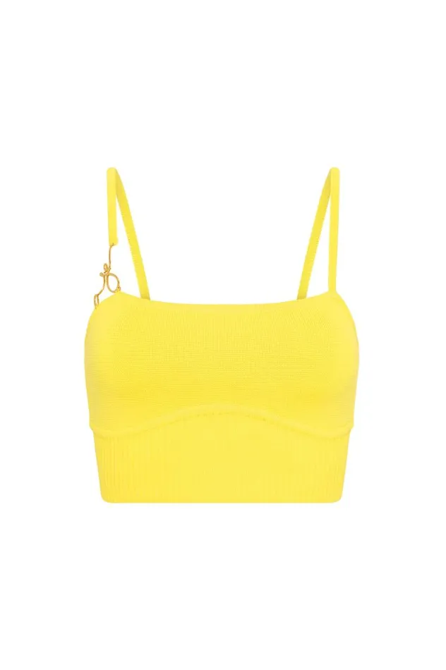 Aje Tops Lucia Knit Bustier Sunflower Yellow 8211 Women Aje Tops Lucia Knit Bustier Sunflower Yellow 8211 Women