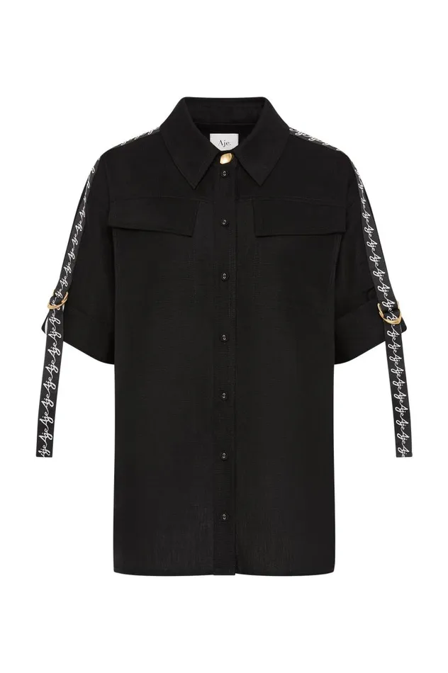 Aje Tops Principle Logo Shirt Black 8211 Women Aje Tops Principle Logo Shirt Black 8211 Women