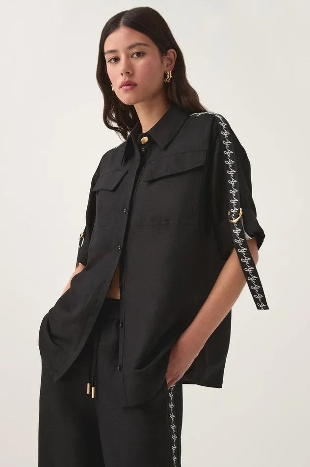 Aje Tops Principle Logo Shirt Black 8211 Women Aje Tops Principle Logo Shirt Black 8211 Women