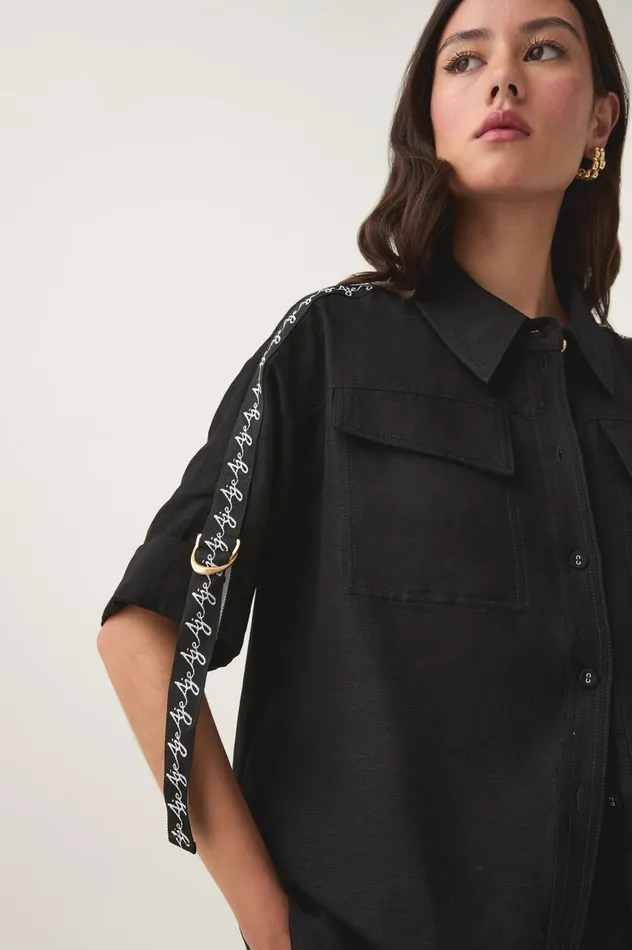 Aje Tops Principle Logo Shirt Black 8211 Women Aje Tops Principle Logo Shirt Black 8211 Women