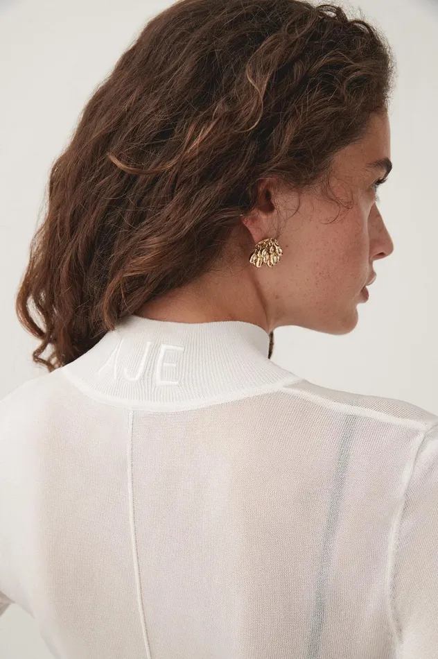 Aje Tops Rae Long Sleeve Skivvy Ivory 8211 Women Aje Tops Rae Long Sleeve Skivvy Ivory 8211 Women