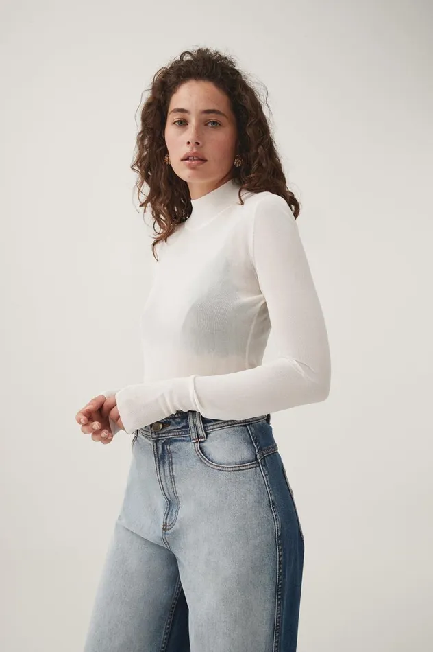 Aje Tops Rae Long Sleeve Skivvy Ivory 8211 Women Aje Tops Rae Long Sleeve Skivvy Ivory 8211 Women