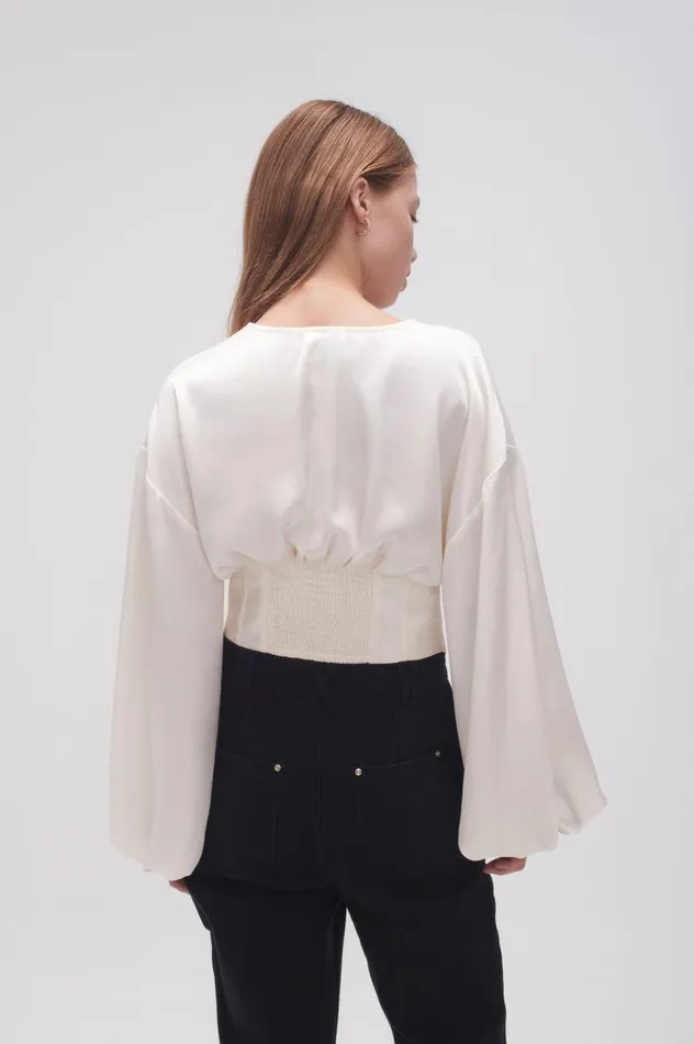 Aje Tops Spirit Corsetted Blouse Coconut Cream 8211 Women Aje Tops Spirit Corsetted Blouse Coconut Cream 8211 Women