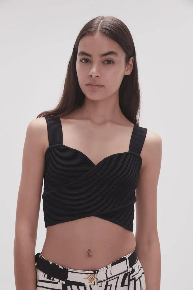 Aje Tops Sybil Twist Knit Bustier Black 8211 Women
