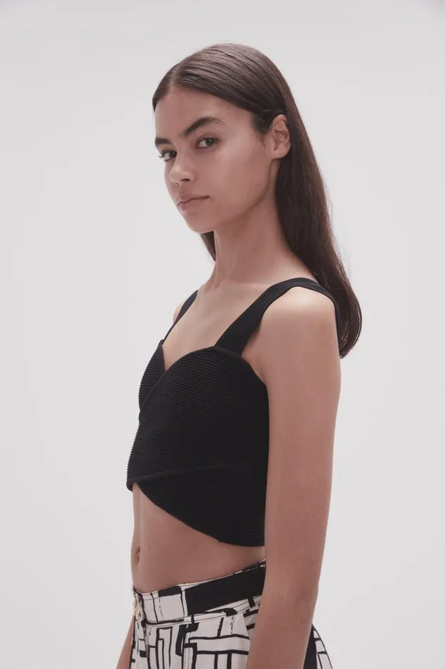 Aje Tops Sybil Twist Knit Bustier Black 8211 Women