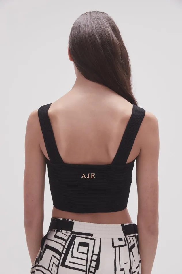 Aje Tops Sybil Twist Knit Bustier Black 8211 Women