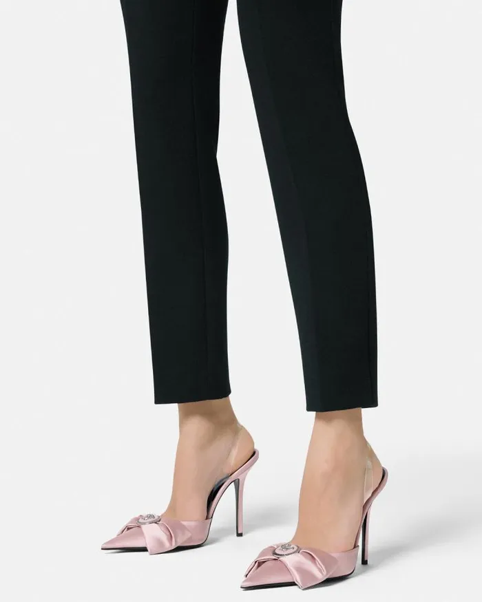 Alia Satin Slingback Pumps 110 Mm Light Pink Women Versace Pumps and Slingbacks