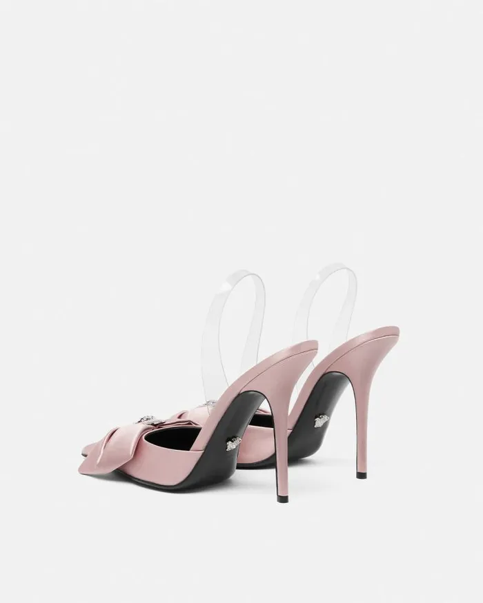 Alia Satin Slingback Pumps 110 Mm Light Pink Women Versace Pumps and Slingbacks