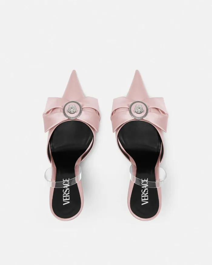 Alia Satin Slingback Pumps 110 Mm Light Pink Women Versace Pumps and Slingbacks