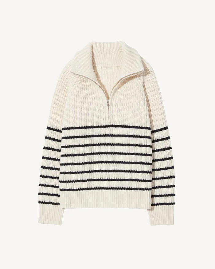 AMELINA CASHMERE SWEATER Ivorydark Navy Stripe Women Nili Lotan Knits and Sweaters