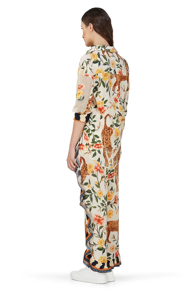 America and Beyond Pants Women Jungle Cheetah Printed frill Pant