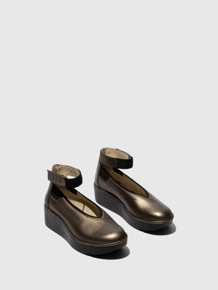 Ankle Strap Shoes JOZI499FLY PEWTER Women Fly London Shoes
