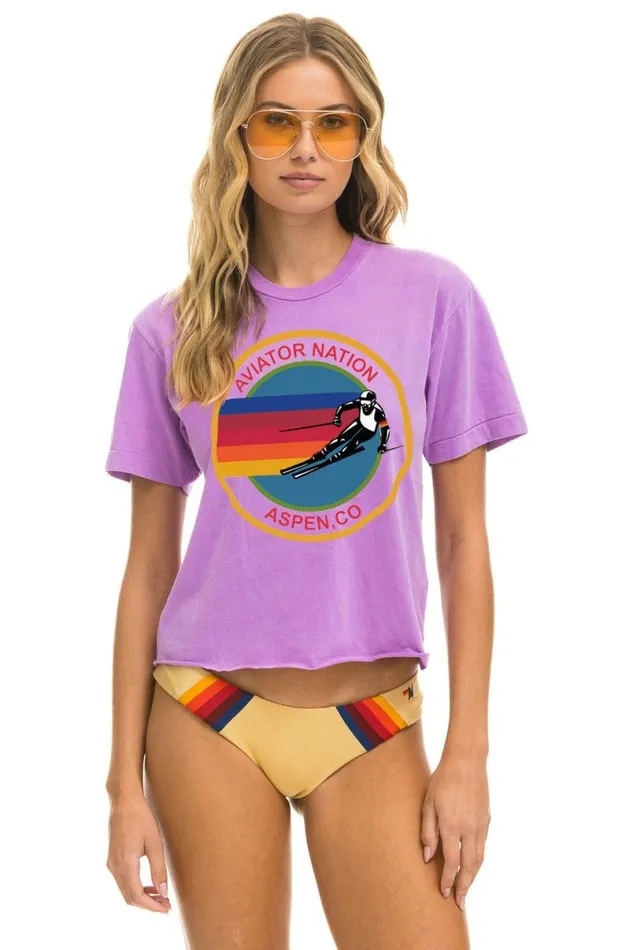 Aspen Boyfriend Tee 8211 Neon Purple Women Aviator Nation Tees