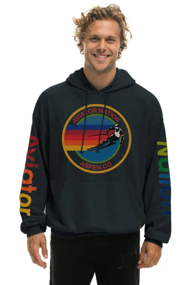 Aspen Relaxed Pullover Hoodie 8211 Charcoal WomenMen Aviator Nation Hoodies