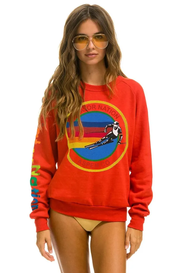 Aspen Sweatshirt 8211 Red WomenMen Aviator Nation Sweatshirts