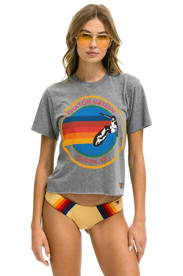 Austin Boyfriend Tee 8211 Heather Grey Women Aviator Nation Tees