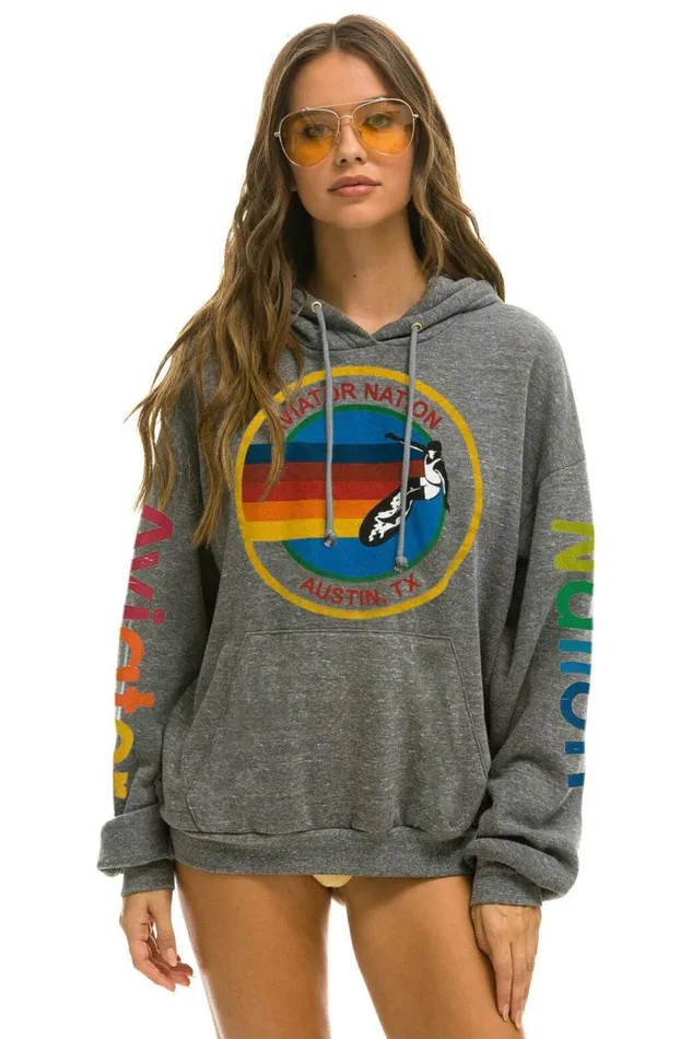Austin Relaxed Pullover Hoodie 8211 Heather Grey WomenMen Aviator Nation Hoodies Austin Relaxed Pullover Hoodie 8211 Heather Grey WomenMen Aviator Nation Hoodies