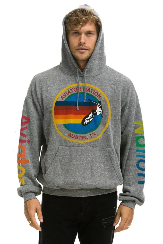 Austin Relaxed Pullover Hoodie 8211 Heather Grey WomenMen Aviator Nation Hoodies