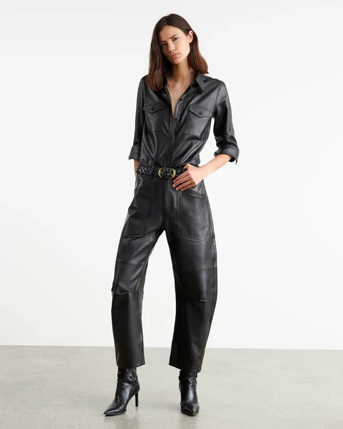 AVA LEATHER SHIRT Black Women Nili Lotan Tops