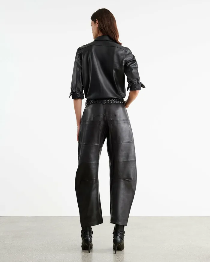 AVA LEATHER SHIRT Black Women Nili Lotan Tops