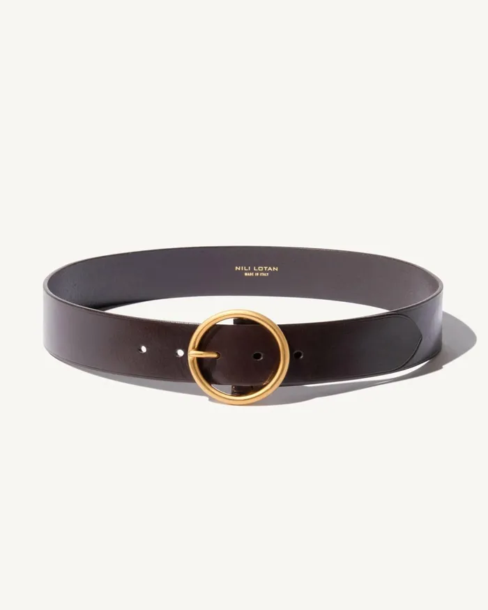 AVERY BELT Dark Brown Wantique Brass Buckle Women Nili Lotan Belts and Accessories AVERY BELT Dark Brown Wantique Brass Buckle Women Nili Lotan Belts and Accessories