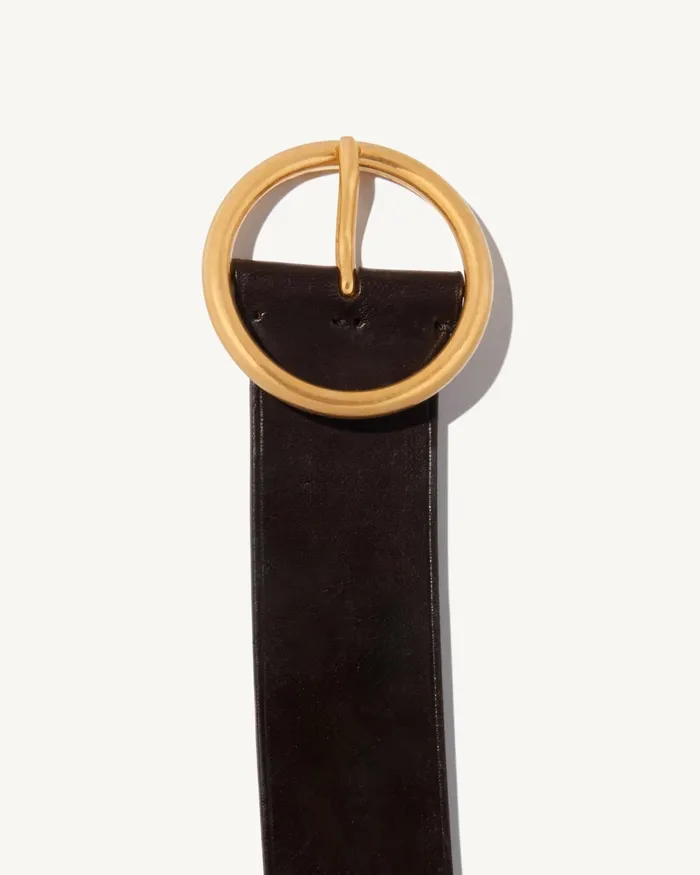 AVERY BELT Dark Brown Wantique Brass Buckle Women Nili Lotan Belts and Accessories