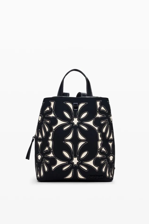 Backpacks Women Desigual Flower Backpack Black