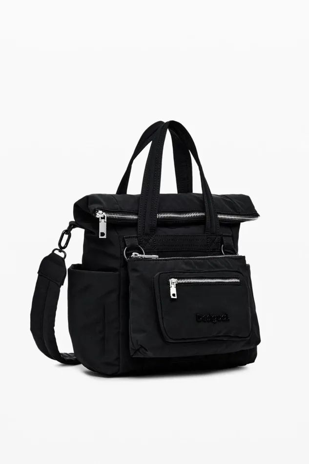 Bags Women Desigual Multipocket Nylon Handbag Black
