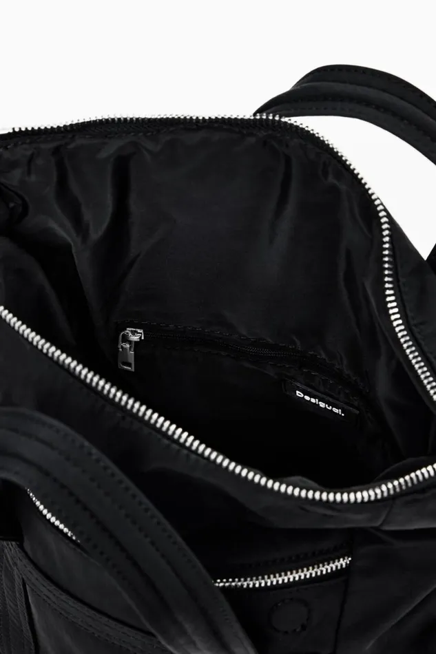 Bags Women Desigual Multipocket Nylon Handbag Black