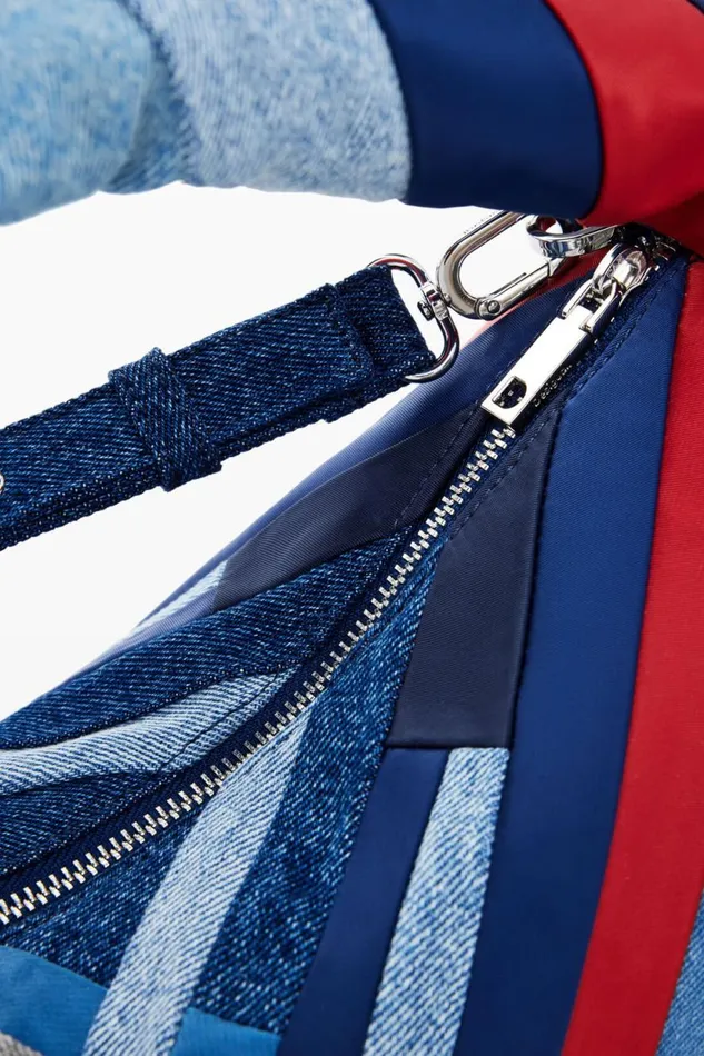 Bags Women Desigual Striped Denim Bag Blue