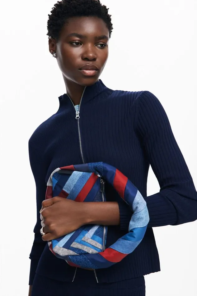 Bags Women Desigual Striped Denim Bag Blue