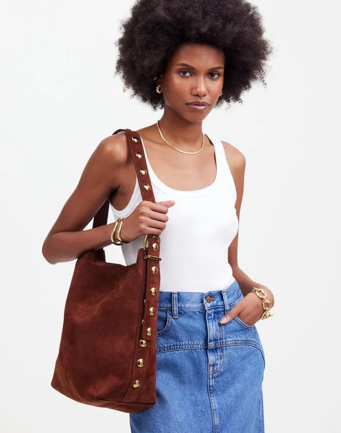 Bags Women Madewell The Essential Bucket Tote Soft Mahogany