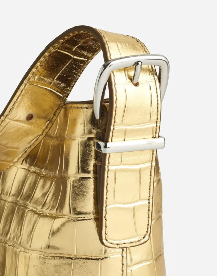 Bags Women Madewell The Essential Micro Bucket Tote Gold Metallic