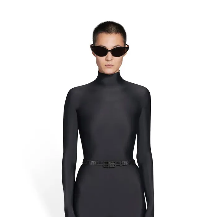 Balenciaga Belts Women Women039s Bb Hourglass Thin Belt Crocodile Embossed With Rhinestones In Black Black